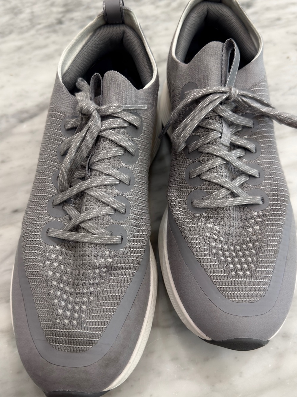 allbirds Gray Knit Strider Sneaker with Yellow Insole